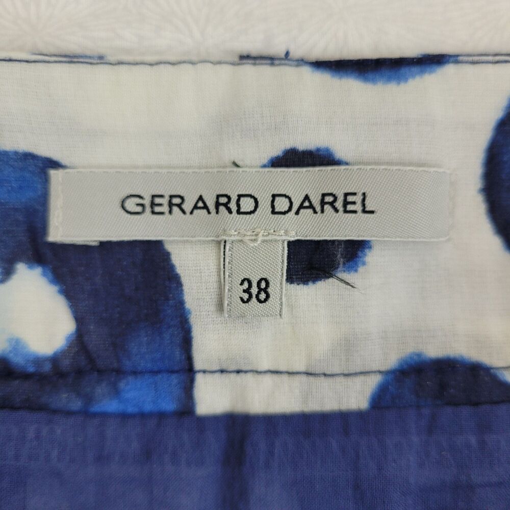Gérard Darel Women's White Blue A-line Flare Skirt 6 cotton silk artsy party - Picture 5 of 10
